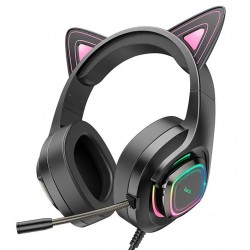 Наушники HOCO Cute cat luminous cat ear gaming headphones W107 (phantom) Наушники HOCO Cute cat luminous cat ear gaming headphones W107 (phantom)