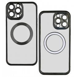 Чехол для Apple iPhone 13 Pro Max, WAVE Metal color с кольцом MagSafe, силикон, черный