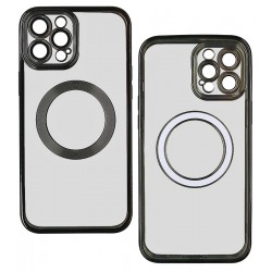 Чохол для Apple iPhone 12 Pro Max, WAVE Metal color з кільцем MagSafe, силікон, чорний Чохол для Apple iPhone 12 Pro Max, WAVE Metal color з кільцем MagSafe, силікон, чорний