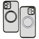 Чехол для Apple iPhone 12, WAVE Metal color с кольцом MagSafe, силикон, черный