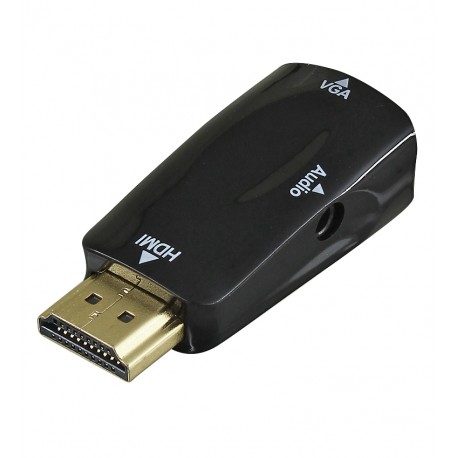 Конвертор HDMI в VGA в корпусе + аудио кабель AUX, (штекер HDMI - гнездо VGA)