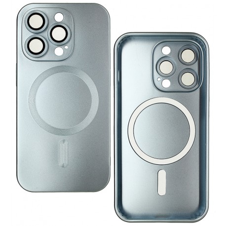 Чехол для iPhone 14 Pro MagSafe COLORS 2 с стеклом камеры, силиконовый, голубой