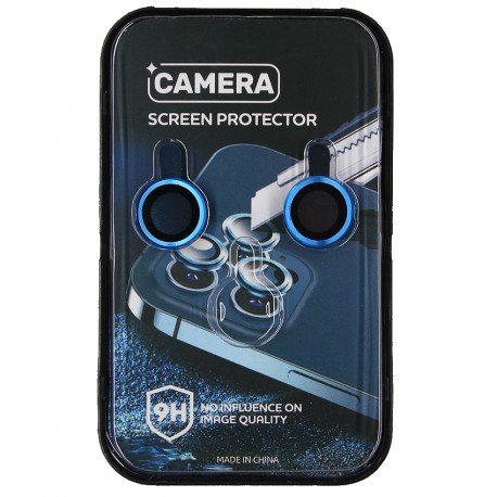 Защитное стекло на камеру для iPhone 11, iPhone 12, iPhone 12 mini, 2,5D, Full Glue, темно синее