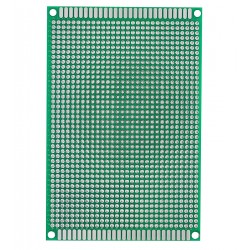 Макетная плата 80 x 120 мм двухсторонняя, луженая, толщина 1,5 мм, шаг 2,54 мм, зеленая маска, текстолит FR-4 Макетная плата 80 x 120 мм двухсторонняя, луженая, толщина 1,5 мм, шаг 2,54 мм, зеленая маска, текстолит FR-4