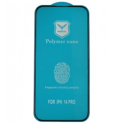 Защитное оргстекло для iPhone 14 Pro, Polycarbone, 3D, с фаской, черное Защитное оргстекло для iPhone 14 Pro, Polycarbone, 3D, с фаской, черное