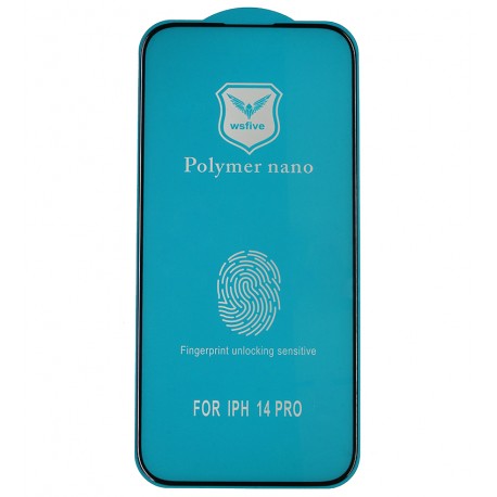 Защитное оргстекло для iPhone 14 Pro, Polycarbone, 3D, с фаской, черное