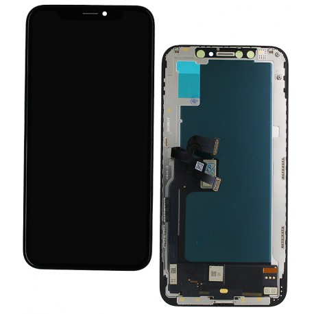 Дисплей iPhone XS, чорний, з сенсорним екраном, з рамкою, (OLED), (Оriginal lcd, Оriginal glass, Оriginal flat сable, Оriginal touchscreen) Self-welded OEM