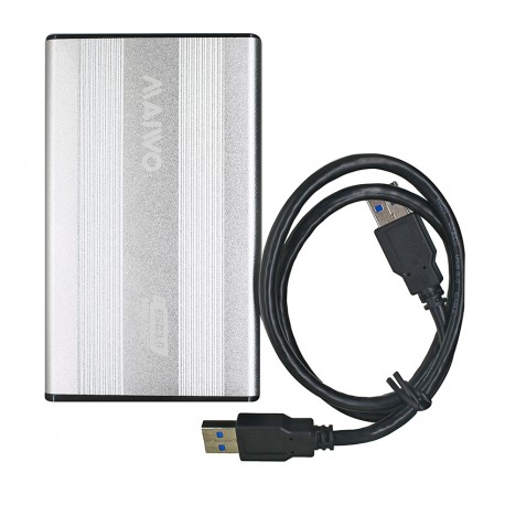 Карман внешний 2.5" Maiwo K2501A-U3S silver для HDD SATA через USB3.0 на гвинтах алюм. срібло
