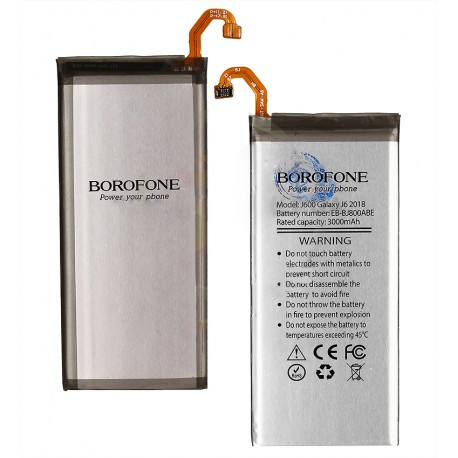 Аккумулятор Borofone EB-BJ800ABE для Samsung A600F Dual Galaxy A6 (2018), J600F Galaxy J6, J800F Galaxy J8, Li-ion, 3,85 B, 3000 мАч