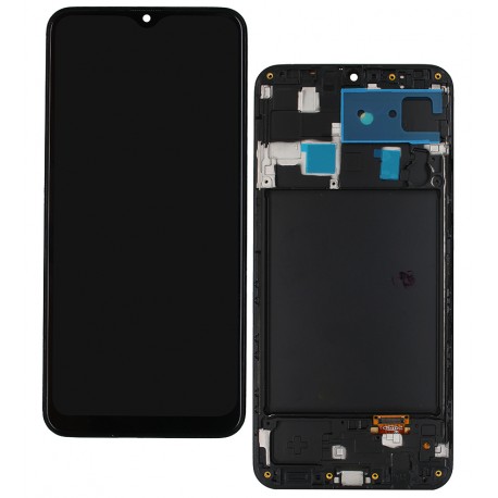 Дисплей Samsung A205 Galaxy A20, A205F / DS Galaxy A20, M107 Galaxy M10s, чорний, з тачскріном, з рамкою, (OLED), High Copy