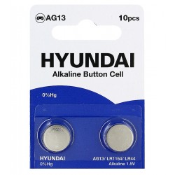 Батарейка AG13/LR44/A76/GP76A/357/SR44W Hyundai Alkaline Батарейка AG13/LR44/A76/GP76A/357/SR44W Hyundai Alkaline