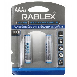 Акумуляторна батарея Rablex Rechargable R03 AAA 1000 мАг, 2 шт Акумуляторна батарея Rablex Rechargable R03 AAA 1000 мАг, 2 шт