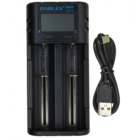 Зарядний пристрій Rablex RB-406, 2 канали, всі типи, Ni-Mh/Li-ion/Ni-CD/18650