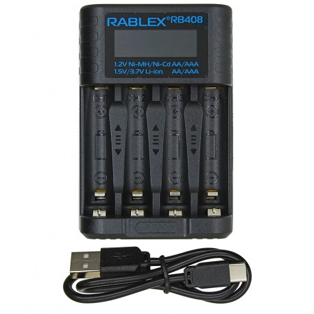 Зарядное устройство Rablex RB-408, 4 канала, все типы, Ni-Mh/Li-ion/Ni-CD/18650
