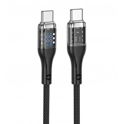 Кабель Type-C - Type-C, Hoco U115 Transparent Discovery Edition with display |1.2m, 100W| (black)