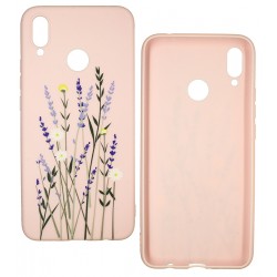 Чехол для Huawei P Smart Plus, Nova 3i, Flower print, силикон розовый
