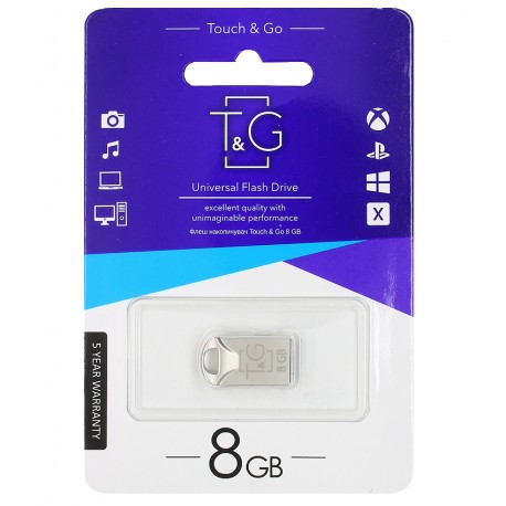 Флешка 8 Gb T&G USB Flash Disk metal 106, срібляста