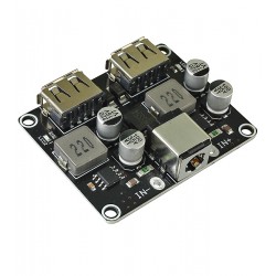DC / DC перетворювач понижуючий на 2 x USB, Uin: 6 - 32V, Uout: 5V / 9V / 12V / 24V, підтримка протоколів QC2.0, QC3.0, DCP, BC1.2, Apple DC / DC перетворювач понижуючий на 2 x USB, Uin: 6 - 32V, Uout: 5V / 9V / 12V / 24V, підтримка протоколів QC2.0, QC3.0, DCP, BC1.2, Apple