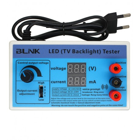 Тестер світлодіодів LED ламп підсвічування ЖК ТВ BLINK з регулюванням напруги та чотирма установками струму