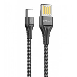 Кабель Type-C - USB, Proove Double Way Weft, 100см, до 2.4 Ампер, круглый, нейлоновая оплетка, черный