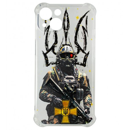Чехол для iPhone 13 WAVE Army, прозрачный силикон, warrior