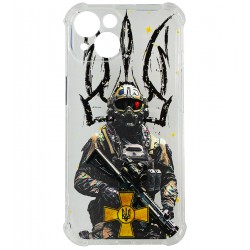 Чехол для iPhone 14 WAVE Army, прозрачный силикон, warrior