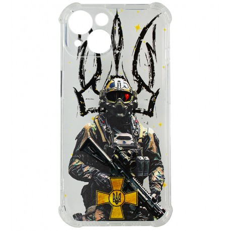 Чехол для iPhone 14 WAVE Army, прозрачный силикон, warrior