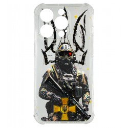 Чехол для iPhone 14 Pro WAVE Army, прозрачный силикон, warrior