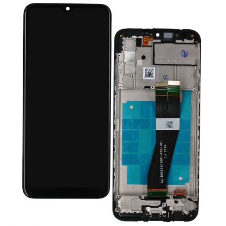 Дисплей для Samsung A037G Galaxy A03s, черный, с рамкой, оригинал (PRC), с черным шлейфом, (162x72 mm)