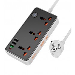 Подовжувач Hoco Storm 3-position socket AC8A 3USB/1Type-C, PD/QC, 3A/30W| (black) Подовжувач Hoco Storm 3-position socket AC8A 3USB/1Type-C, PD/QC, 3A/30W| (black)