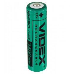 Акумулятор 18650 Videx (Li-ion 3.7V 3400mAh), побутовий (опуклий плюс), без захисту