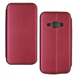 Чехол для Samsung J120 Galaxy J1 (2016), Fashion, книжка, бордовый, Уценка