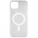 Чехол для iPhone 14 Plus, Clear case MagSafe, пластик + силикон, прозрачный