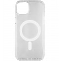 Чехол для iPhone 15 Plus, Clear case MagSafe, пластик + силикон, прозрачный