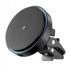 Автодержатель с беспроводной зарядкой Proove Light Circle 15W (black)