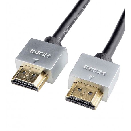 Кабель HDMI в HDMI, 1 метр, Ultra Slim силіконовий, Ver 1.4, круглий діам.4, 2мм, чорний