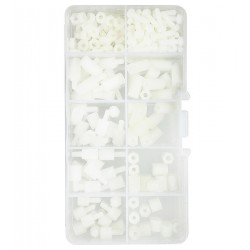 Набір кріплення М3 180шт. стійка, гвинт, гайка, пластиковий, молочний PA66 Набір кріплення М3 180шт. стійка, гвинт, гайка, пластиковий, молочний PA66