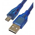 Кабель Micro-USB - USB, Arduino AM, синій, короткий 20см