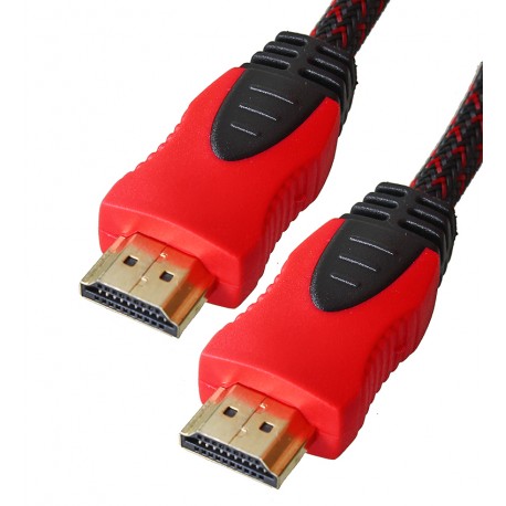 Кабель HDMI в HDMI, 5 метров, в оплетке, Ver 1.4, красный - черный
