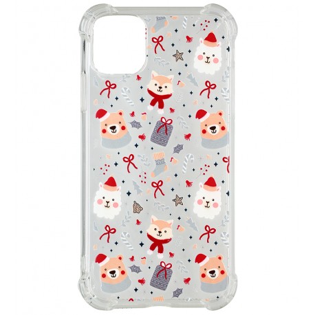 Чехол для iPhone 11, WAVE Christmas Holiday, силиконовый прозрачный, christmas animals