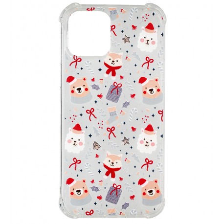 Чехол для iPhone 12 Pro Max, WAVE Christmas Holiday, силиконовый прозрачный, christmas animals