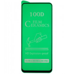 Защитное оргстекло для Realme 8, Realme 8 Pro, Ceramica, с фаской, черное