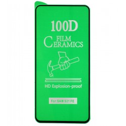 Защитное оргстекло для Samsung G990 Galaxy S21 FE, Ceramica, с фаской, черное