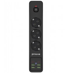 Сетевой фильтр с зарядкой Proove Power Socket P-03 (3 розетки + 4 USB + 2 Type-C) 2М (black)