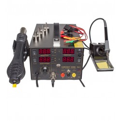 Паяльная станция 4в1 HandsKit 909D+ (паяльник+фен+тестер+джерело живлен.+USB), 4 дисплея Паяльная станция 4в1 HandsKit 909D+ (паяльник+фен+тестер+джерело живлен.+USB), 4 дисплея