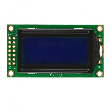 Дисплей Goodview LCD JXD0802A BLW для Arduino, 2 рядки по 8 символів, 5В, Синій фон. Білі символи, кирилиця