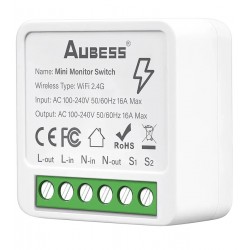 Wi-Fi реле напруги Aubess Smart Switch 16A (Розумний міні-вимикач) Smart Life або Tuya Smart