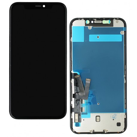 Дисплей для iPhone 11, чорний, з сенсорним екраном (дисплейний модуль), з рамкою, PRC, NEW