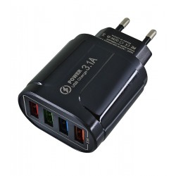 Зарядное устройство AR-004, 4USB, 3,1А max, LED подсветка, черное