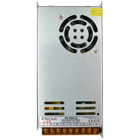 Блок живлення для LED стрічки 12В, 29.1А, 350Вт, "RX" стабілізований імпульсний адаптер, металевий корпус